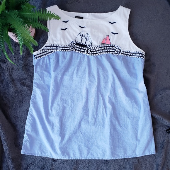 Talbots Tops - 🎉HP🎉 Talbots Nautical Sailboat Print Tank Top